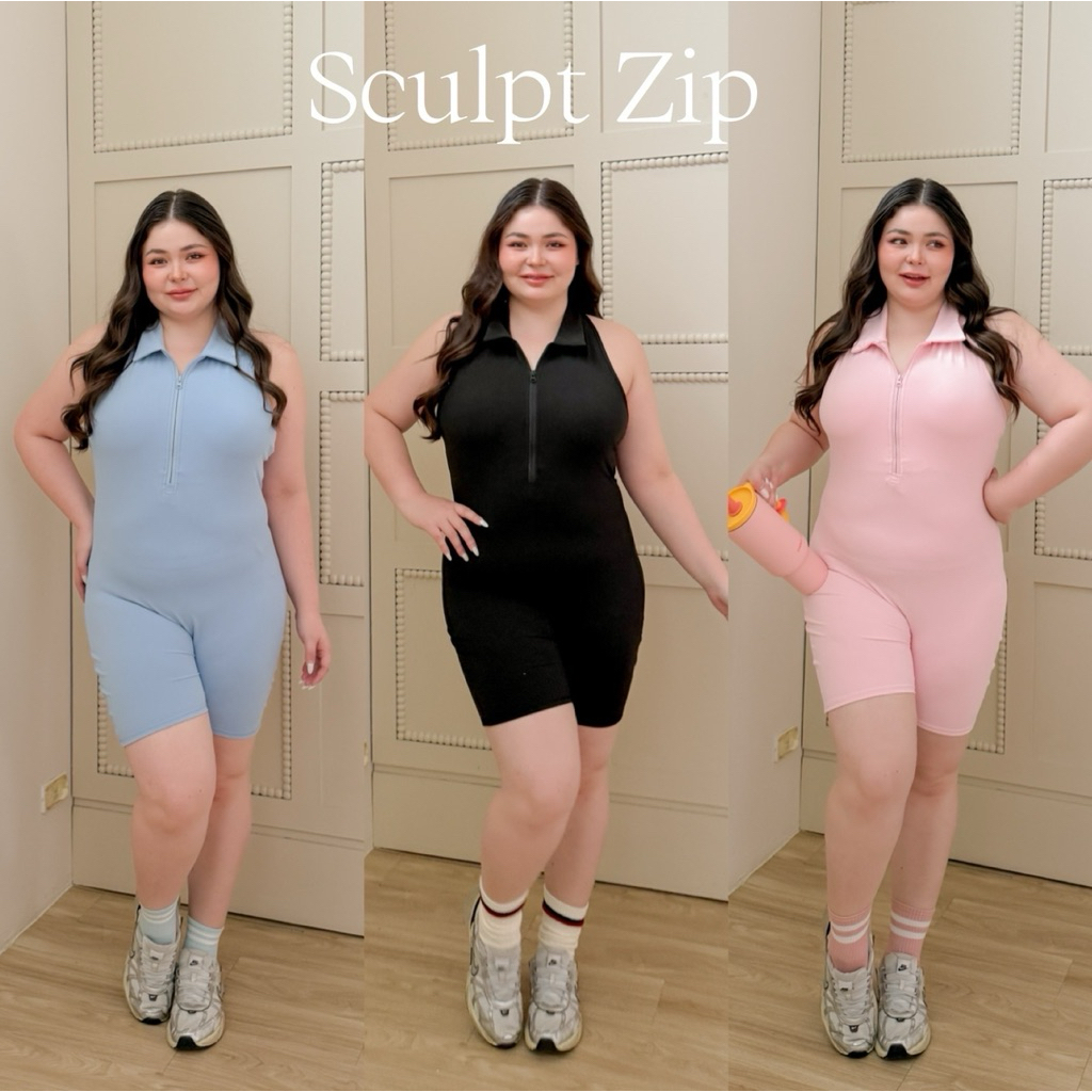 Lady M | Sculpt Zip จั๊มสูทออกกำลังกาย โชว์หลังแซ่บๆ สำหรับสาวอวบ พลัสไซส์ ใส่ไปฟิตเนส โยคะ พิลาทิส ตีเทนนิส ปั่นจักรยาน