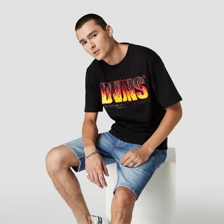 DAVIE JONES [BE FEARLESS] เสื้อยืดผู้ชาย Logo Oversized Fit T-Shirt สีดำ ขาว LG0041