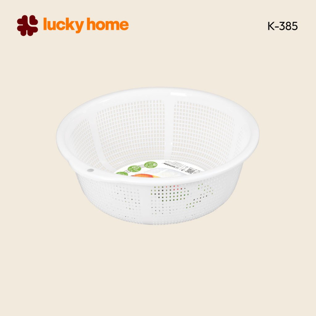 LUCKY HOME ตะกร้าพลาสติกทรงกลม (L) ขนาด : Ø38.5 x 13(ส) cm K-385
