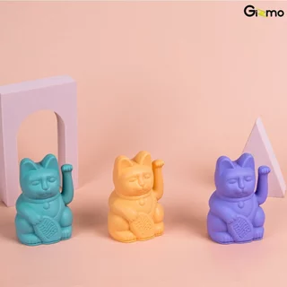 lucky cat Mini แมวกวักนำโชค เรียกทรัพย์ โชคลาภ มั่งคั่ง ขนาด 10 CM. สีเขียว สีม่วง สีส้ม สีเงิน สีดำ สีแดง สีชมพู สีฟ้า