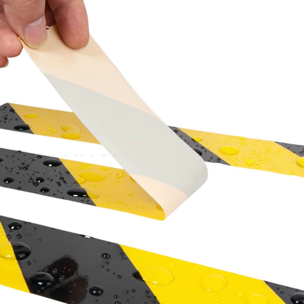 เทปกาวตีเส้นพื้น กั้นเขต เทปเตือน เทปติดพื้น กันน้ำ มีกาวในตัว สีเหลือง สีเหลืองดำ 4.8cm x 33M/ม้วน - รูปที่ 4
