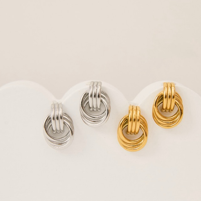 thegoodpieces - triple chain ต่างหูสแตนเลส กันน้ำ ไม่ลอกไม่ดำ