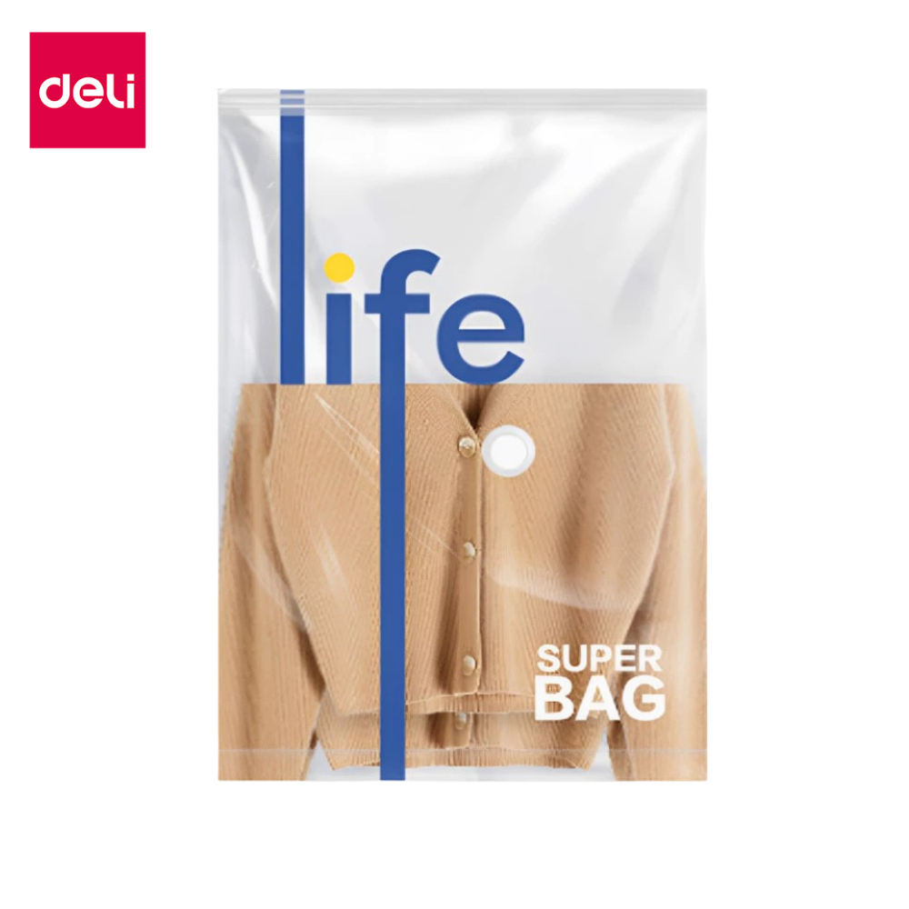 Deli ถุงสุญญากาศ ไม่ใช้ปั๊มลม จัดเก็บของ เก็บเสื้อผ้า เก็บผ้าห่ม ประหยัดพื้นที่ สามารถใช้งานซ้ำ Storage Vacuum Bag