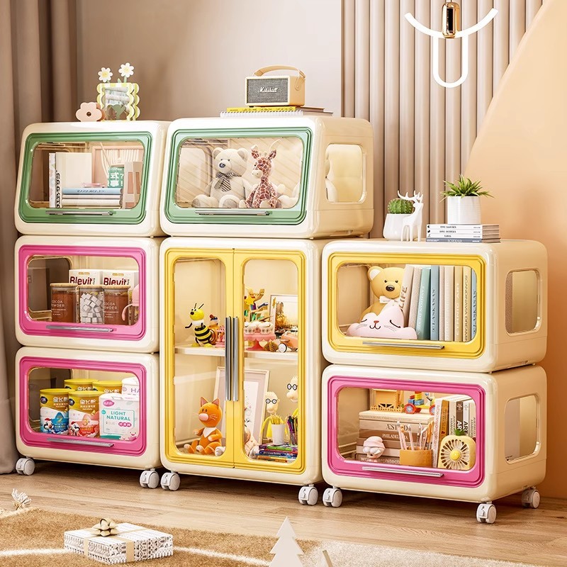 ชั้นเก็บของเล่นมัลติฟังก์ชั่น กล่องเก็บของเล่น DIY พับเก็บได้ วัสดุปลอดภัย ไม่มีสารพิษ สีพาสเทล 3 สีใน 1 เซ็ต