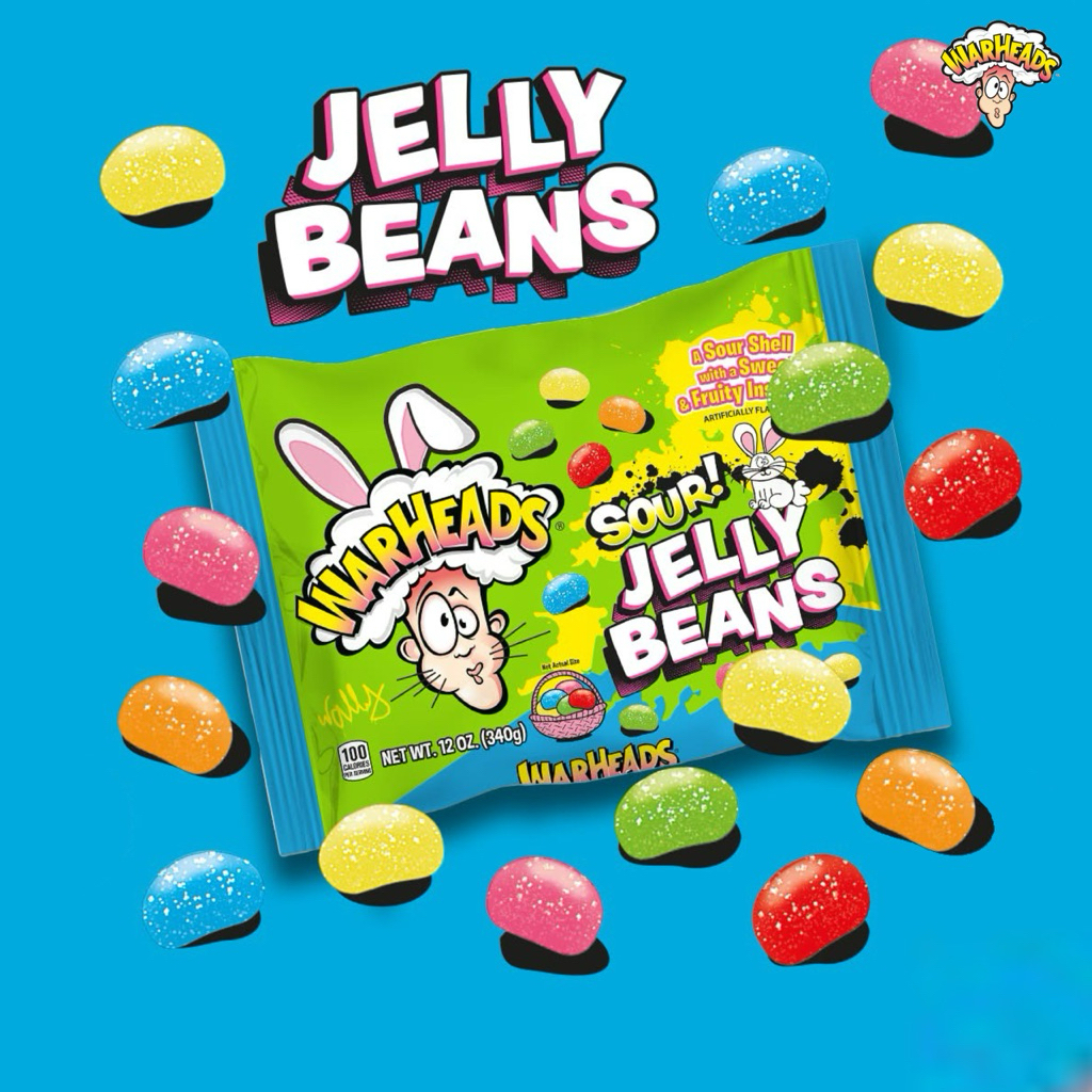 พร้อมส่ง 🎨 Warheads Sour Jelly Beans วอร์เฮ้ดส์เจลลี่บีน รสผลไม้ สอดไส้ความเปรี้ยวสไตล์ Warheads 113