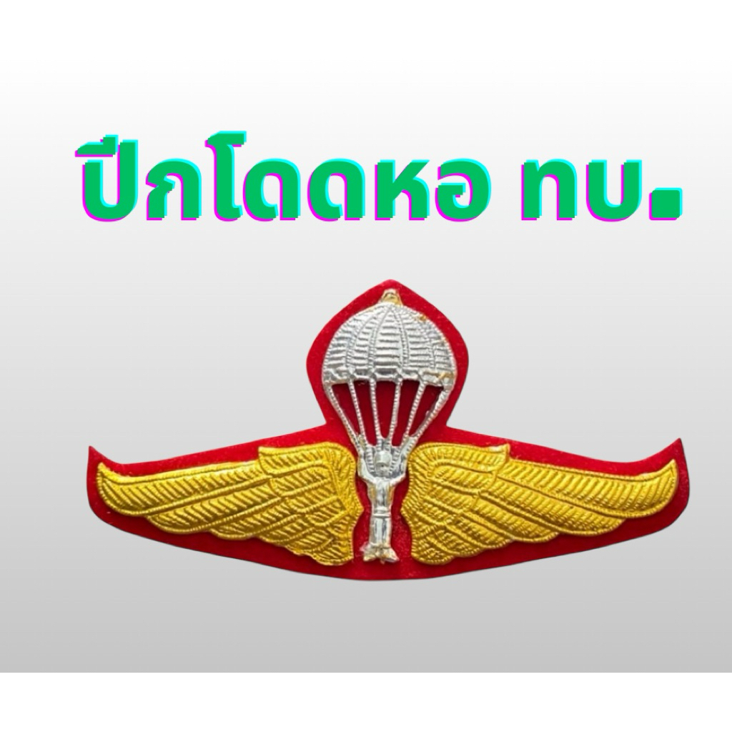 ปีกโดดหอ ทหารบก ปีกร่ม โลหะ แบบแม่เหล็ก ขาหมุด