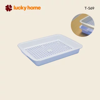 LUCKY HOME ถาดอเนกประสงค์ ที่คว่ำแก้ว (ถาดเหลี่ยม+ตะแกรง) T-569 ขนาด(กว้าง x ยาว x สูง): 37 x 27.3 x 5.2 cm