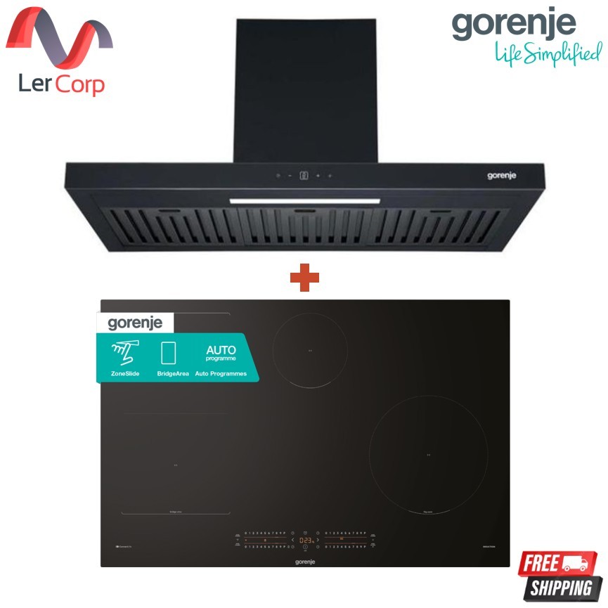 (Gorenje) เครื่องดูดควัน สีดำ WHT94ABG + เตาแม่เหล็กไฟฟ้า G600 ขนาด 80 ซม. รุ่น GI8432BSCWF