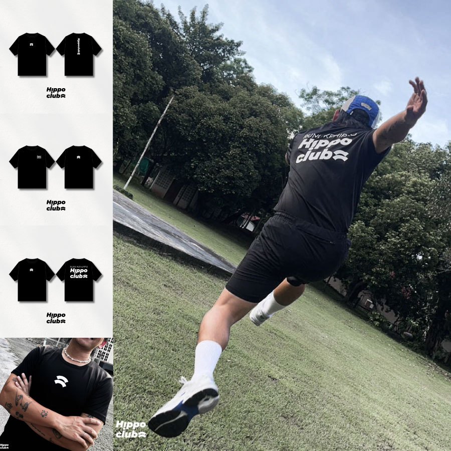 เสื้อยืดใส่วิ่ง hippoclub เสื่อยืดผ้าไมโครดรายฟิต ใส่วิ่ง ใส่ออกกำลังกาย ไปrunclub