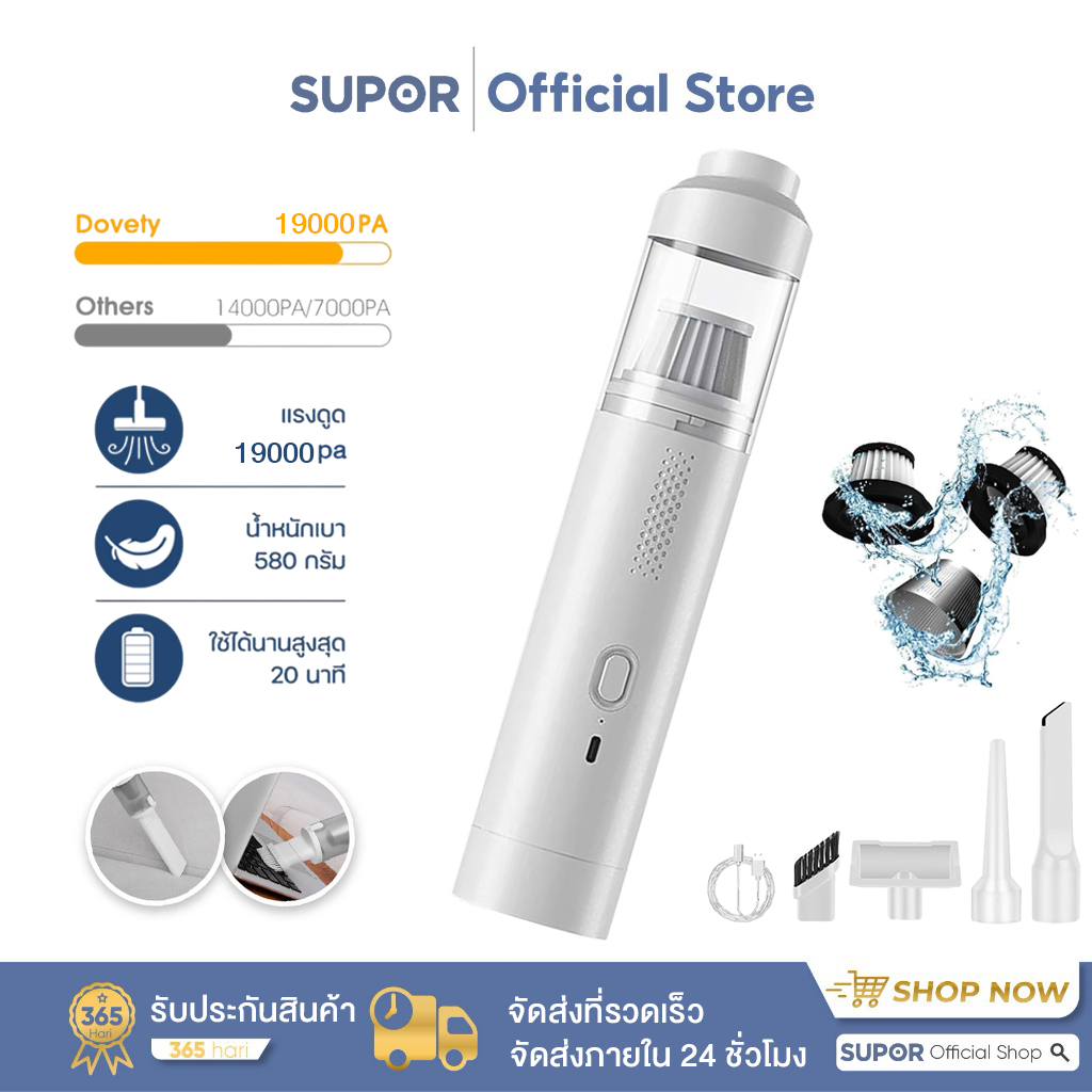 เครื่องดูดฝุ่นมือถือ ที่ดูดฝุ่นไร้สาย ไร้แปรงไฟฟ้า 19000PA ดูด/เป่า/ชาร์จ/ปั๊ม 4-in-1 ที่ดูดฝุ่นในรถ