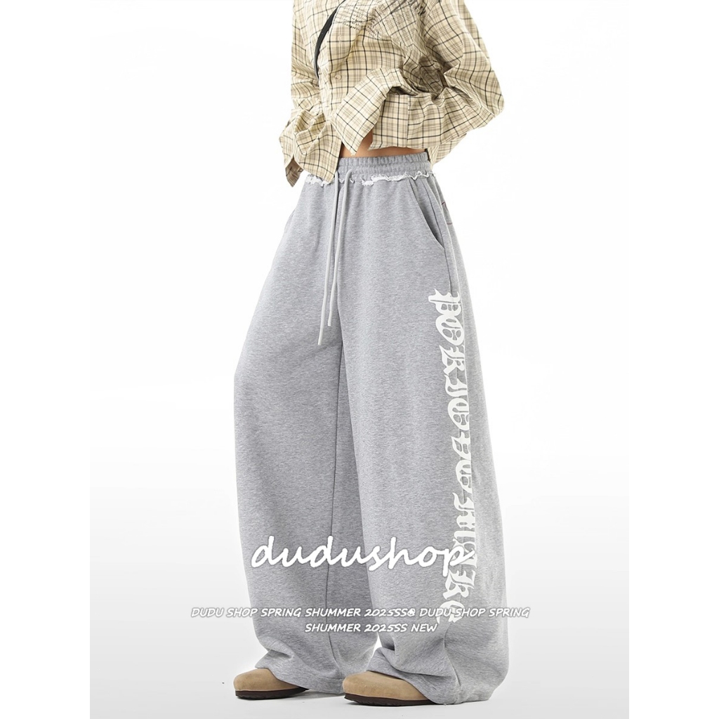 [Trendy hip-hop prints, jazz-style wide-leg pants]กางเกงกีฬาขากว้างพิมพ์ลายตัวอักษรสไตล์ยุโรปและอเมริกาสำหรับผู้หญิง