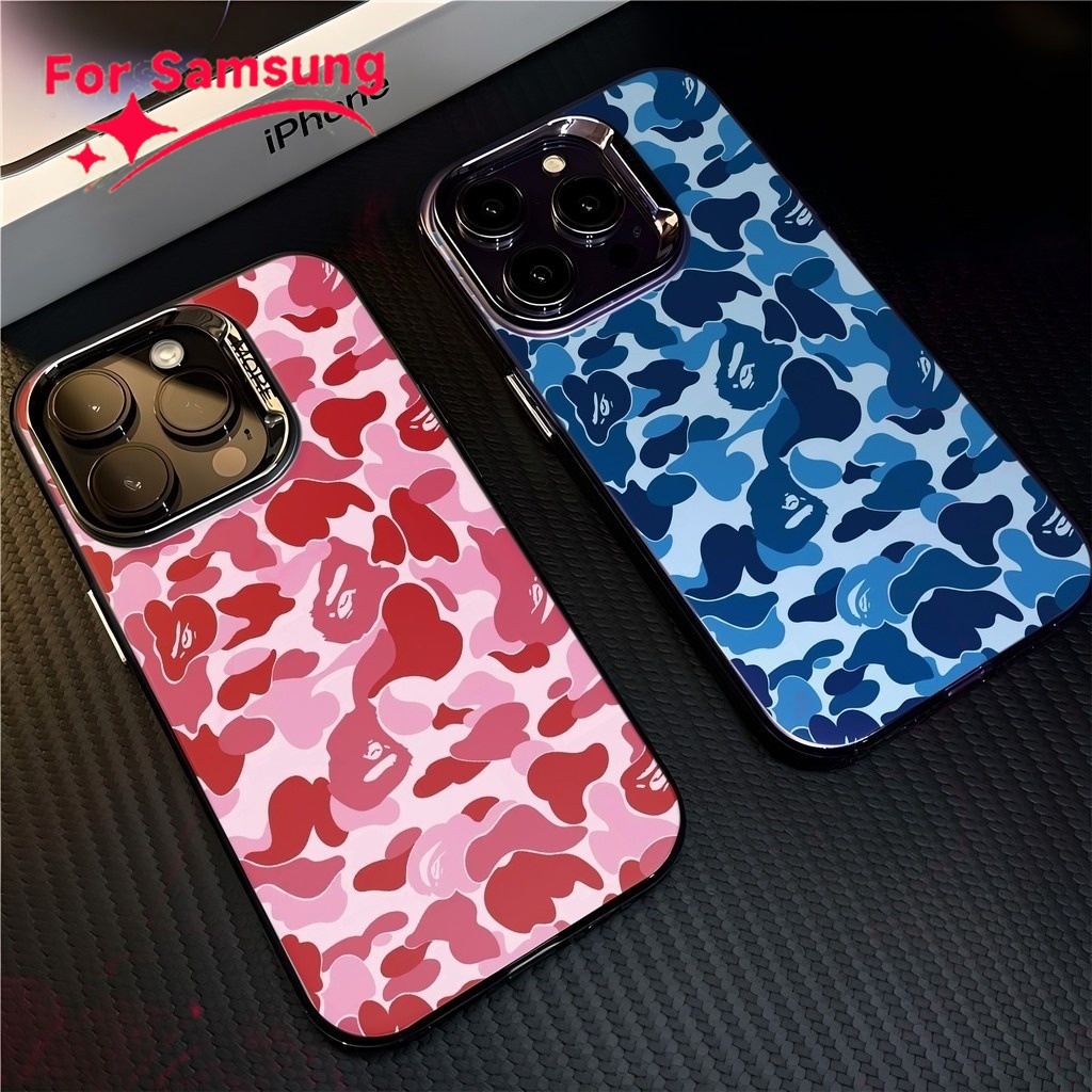 BAPE เคสสําหรับ Samsung Galaxy A15 A54 A53 A52 A34 A50 A05 แฟชั่นชุบโลหะCool Creativeแบรนด์อินเทรนด์เคสซิลิโคนอ่อนนุ่ม