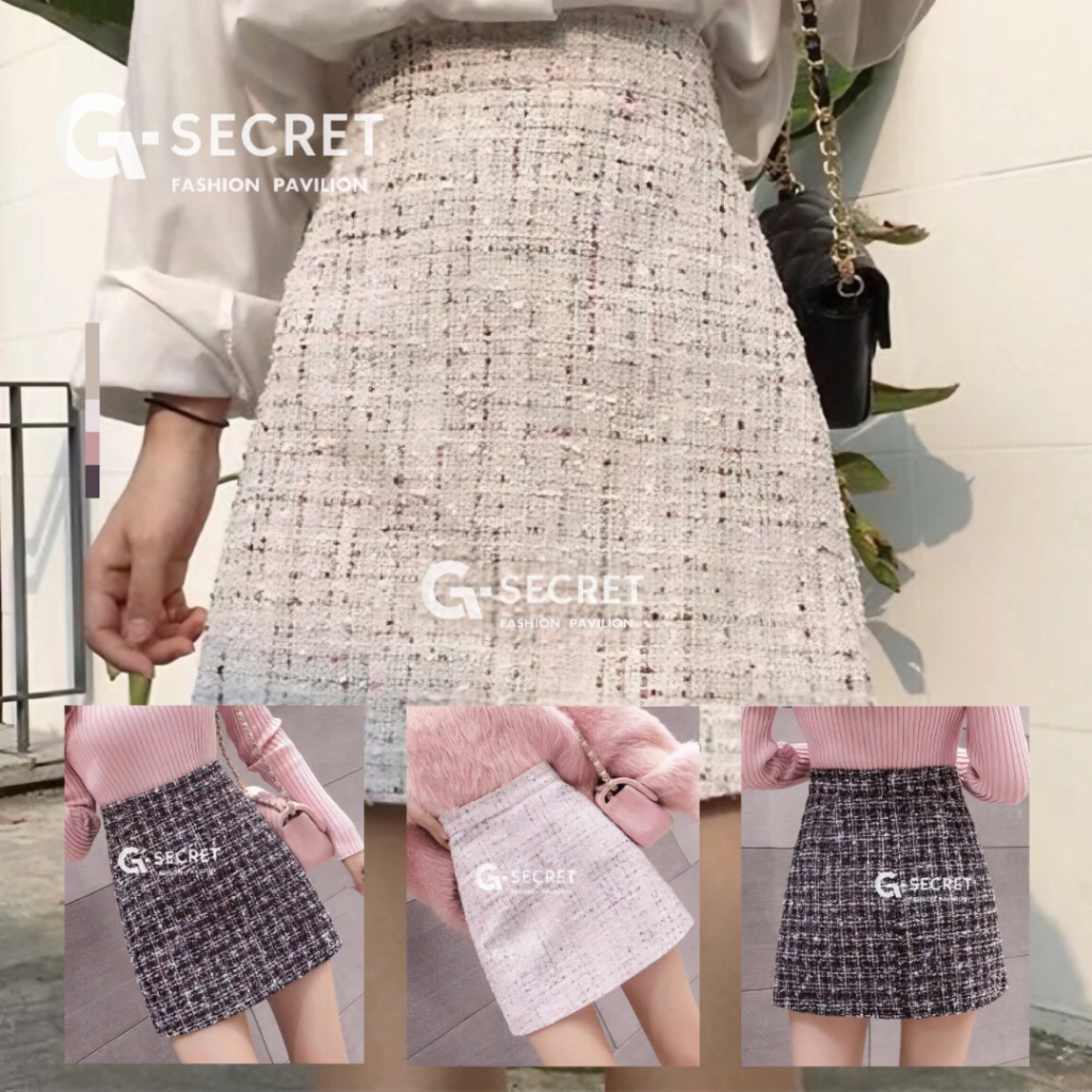 พร้อมส่ง กระโปรงสั้นทรงเอ กระโปรงทำงาน ผ้าทวิต สไตล์เกาหลี มีทุกไซต์ 2 สี Clothing Women