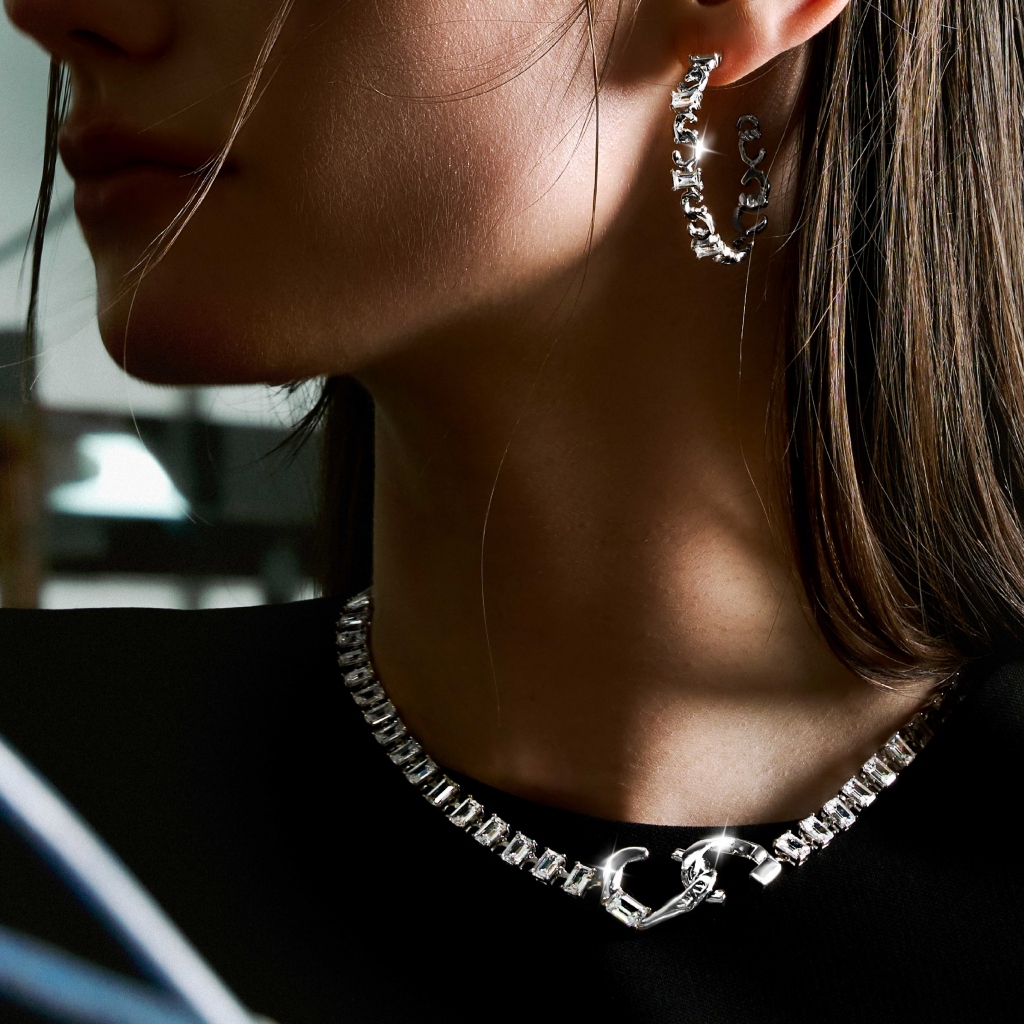 SWAN - Unbound Necklace สร้อยคอเงินแท้ ฝังเพชรคิวบิกเซอร์โคเนีย สร้อยที่ใส่ได้ทุกวัน Match - รูปที่ 4