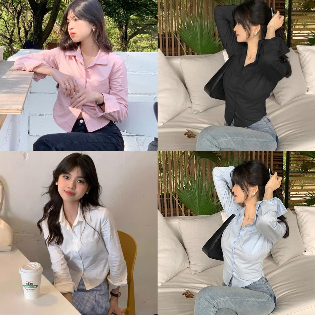 S-2XL ใหม่ เสื้อเชิ้ต แขนยาว สีพื้น เอวลอย แฟชั่นฤดูใบไม้ผลิ สําหรับผู้หญิง เชิ้ต  รัดเอว