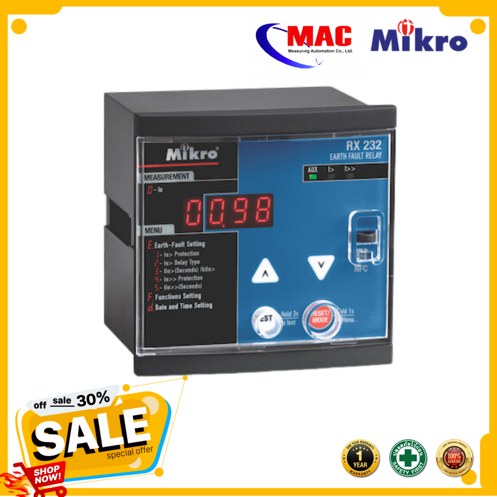 Mikro เอิร์ธฟอร์ท Earth Fault Protection รุ่น RX232-230A  อุปกรณ์ป้องกันไฟรั่ว ไฟลัดวงจร
