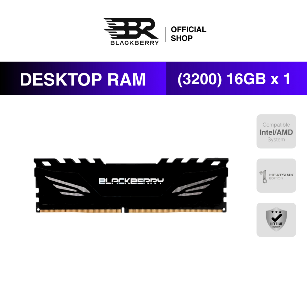 RAM DDR4 16GB 3200MHz Blackberry (BBR) ASGARD สำหรับ PC รองรับ Intel/AMD (ประกัน Lifetime)