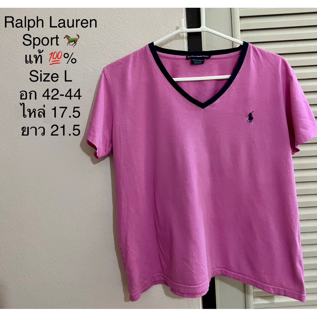 ส่งต่อ‼️เสื้อยืด R alp h Laure n Sport 🐎แท้💯% สีชมพูสวย ดีเทลขอบที่คอ ผ้าใส่สบาย(มือ2สภาพดี ตำหนิ2ภา
