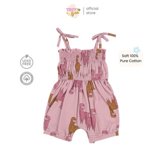 TinyBee ชุดจั๊มสูทเด็ก ชุดหมีขาสั้น รอมเปอร์ สายเดี่ยว ผ้าฝ้…