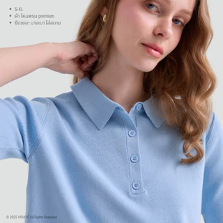 Clearance รุ่น BS เสื้อPolo กึ่งครอป เสื้อผ้าผู้หญิง สีพื้น ดีไซน์เรียบหรู คอปก มีกระดุม สะดวกสบาย สำหรับผู้หญิง S-XL