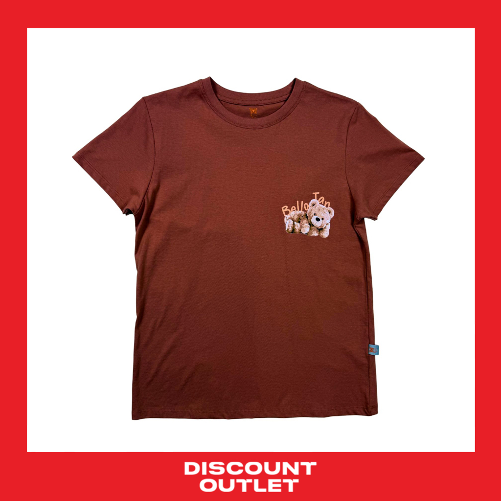 Discount Outlet เสื้อยืดแขนสั้นคอกลมผู้หญิง ผ้าคอตต้อน 100%