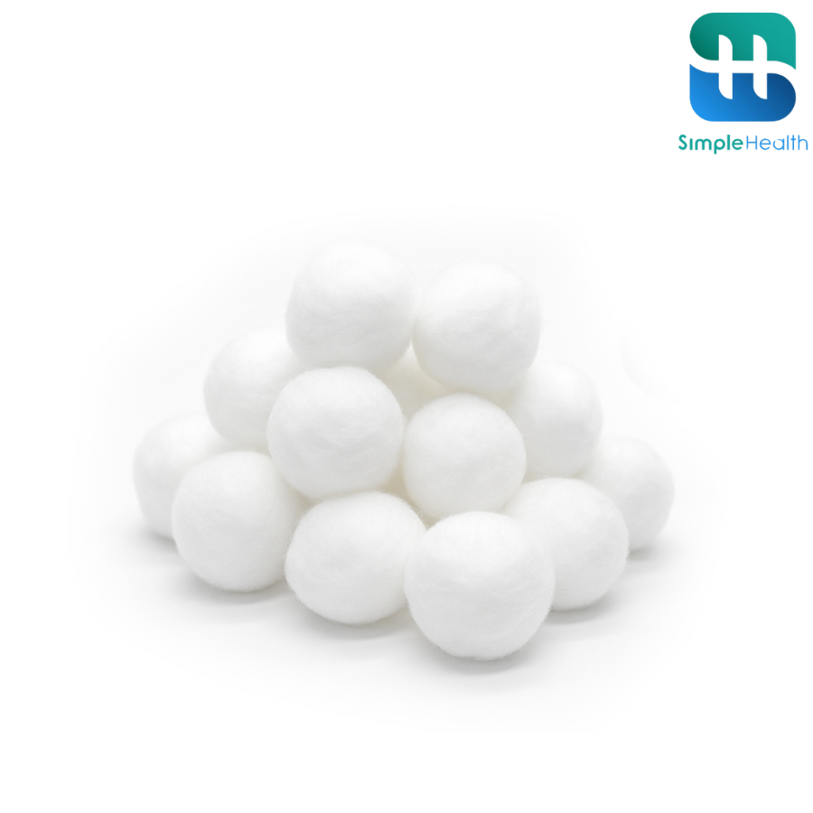 Simple health TH สำลีก้อน สำลีเช็ดแผล cotton ball อ่อนนุ่ม ซึมซับน้ำได้ดี ผ่านการฆ่าเชื้อด้วยความร้อน จากใยฝ้ายบริสุทธิ์