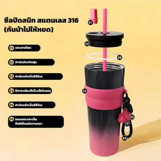 สแตนเลส แก้วกาแฟ (25oz) cup แก้วเก็บความเย็น แก้วน้ำ พร้อมที่จับ และฝาปิดหลอด เก็บเย็น-ร้อนได้นาน