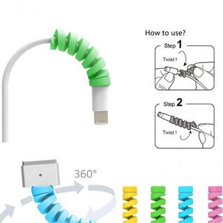 ปลอกซิลิโคน แบบเกลียว สําหรับป้องกันสายเคเบิลข้อมูล Android ชุดป้องกันสายไฟ Cable Saver Protector 4 ชิ้น