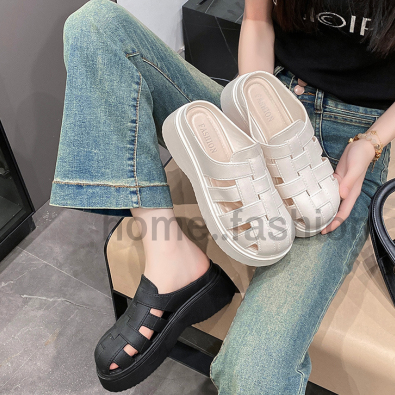 home..fashion รองเท้าหัวโต แบบสวม สไตล์มินิ มอลๆ พื้นนุ่ม เสริมส้น น้ำหนักเบา ยางPVC มีบริการส่งด่วน S-229