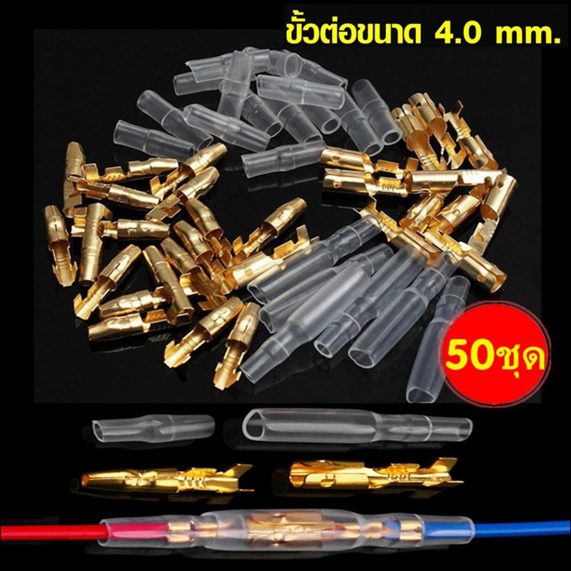 หางปลาทองเหลือง ขั้วต่อปลั๊กรถยนต์ ปลั๊กต่อสายไฟ หางปลาสายไฟ สำหรับเชื่อมต่อสายไฟ 200 ชิ้