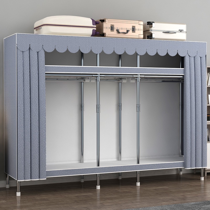 Leego ตู้เสื้อผ้า ตู้เสื้อใบใหญ่ ท่อขนาด20มม ตู้ใส่เสื้อผ้าในห้องนอน ท่อโลหะเจือ ตู้เก็บผ้า กันฝุ่น ทนทาน ติดตั้งง่าย