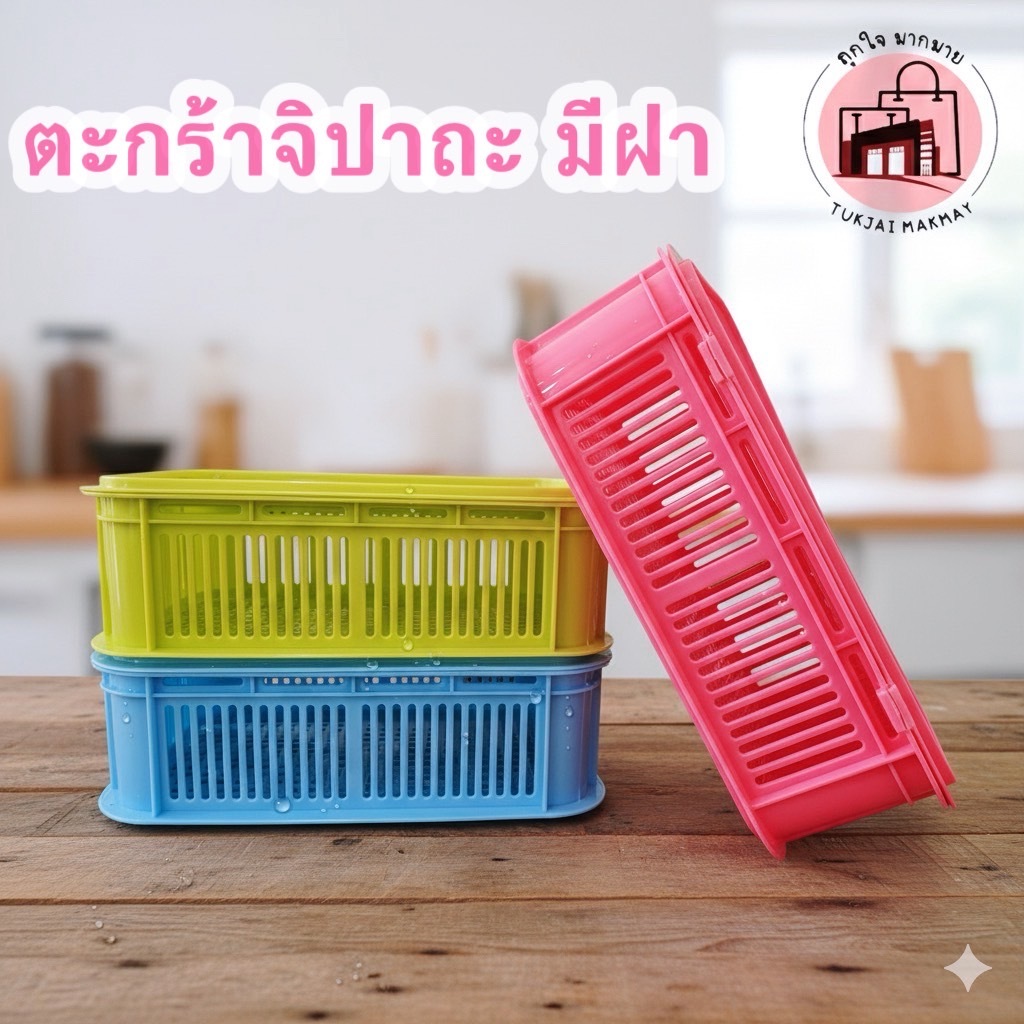 ตะกร้าจิปาถะ ตะกร้าใส่ของ ตะกร้าอเนกประสงค์ รุ่น8033 สีหวาน