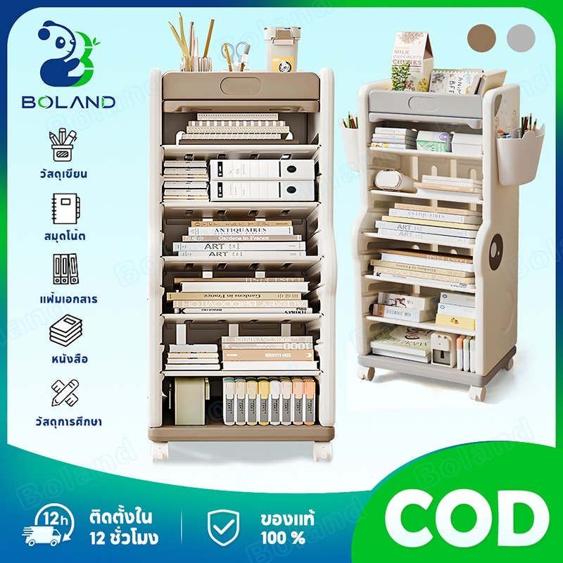 🔥Boland🔥นวางหนังสือเด็ก ชั้นหนังสือเด็ก พกพาได้ 6ชั้น เก็บของเล่น ชั้นวางหนังสือ ชั้นวางของเล่น