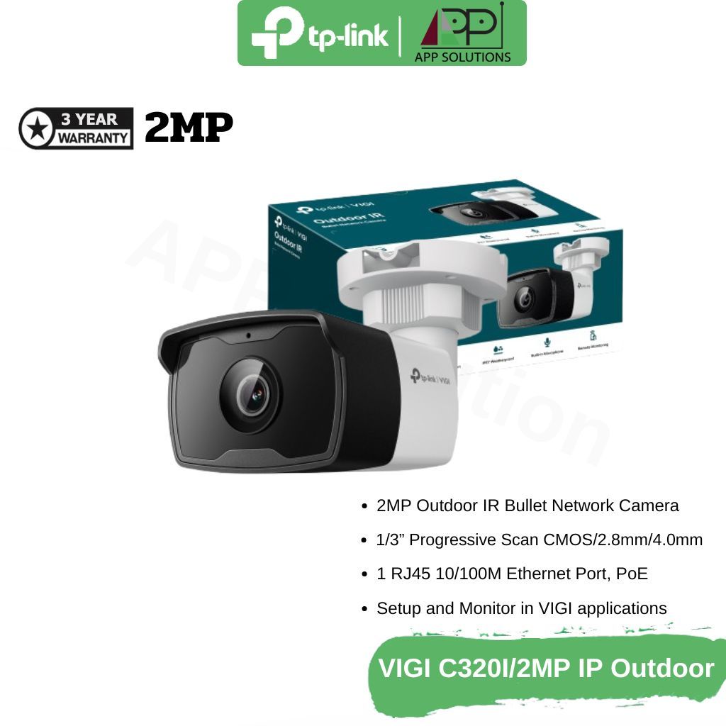 TP-LINK(กล้องวงจรปิด) Outdoor Wi-Fi Camera/2MP/Night Vision รุ่น VIGI C320I(ประกัน3ปี)