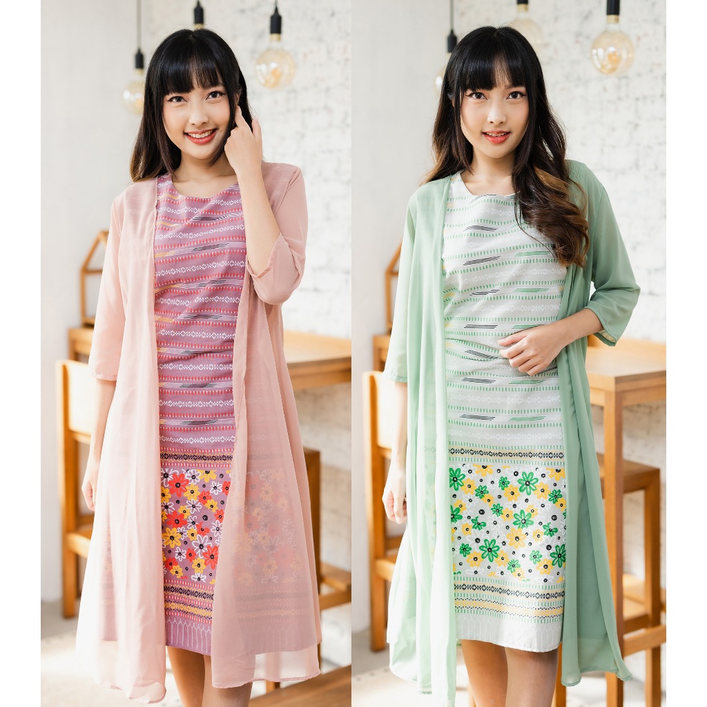 ชุดเดรส Dress เสื้อผ้าผู้หญิง ชุดลายดอกไม้ เดรสลายดอก ชุดทำงานผู้หญิง เดรสเรียบร้อย เดรสทำงาน เสื้อท