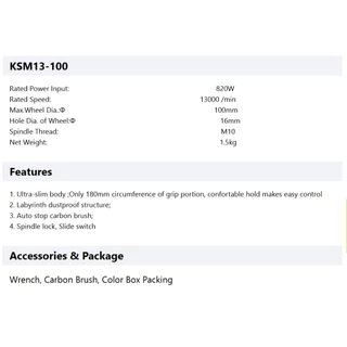 DCK รุ่น KSM13-100 เครื่องเจียรไฟฟ้า ขนาด 4 นิ้ว (100 มิล) 820W / Angle Grinder ประกันศูนย์ไทย 1 ปี