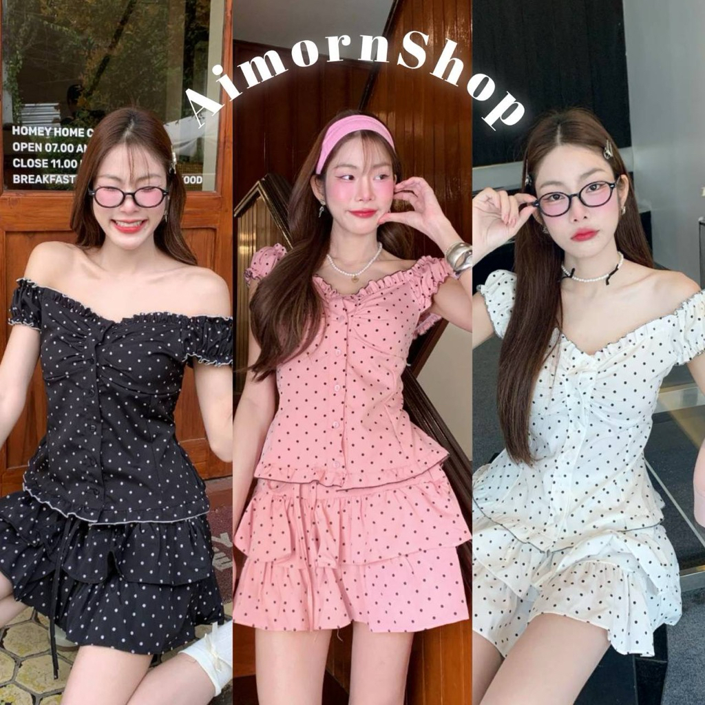 🔥aimorn_shop🔥เสื้อแขนตุ๊กตา ลายริ้วเล็ก สีพาสเทลละมุนตุ่นสุดๆ จะใส่ขึ้นไหล่ หรือปาดไหล่ก็ได้
