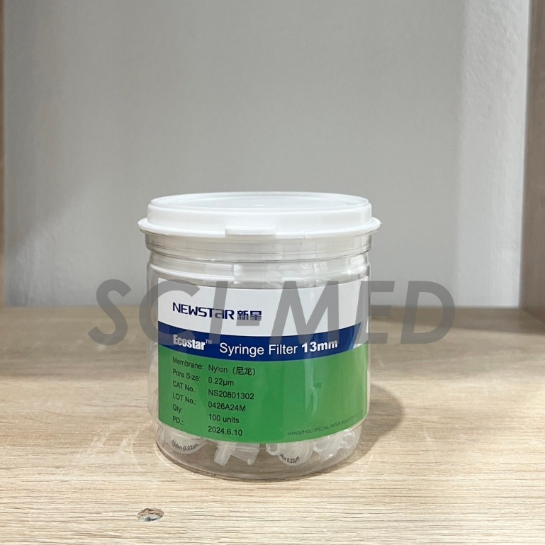 Nylon Syringe Filter 13mm, 0.22um (100pcs/Box)