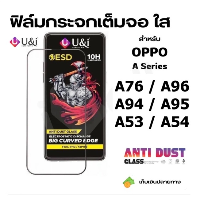 ฟิล์มกระจก Realme 9 / 9 Pro / Oppo A96 / A94 / A54 / A53 แบบใส เต็มจอ ขอบสีดำ