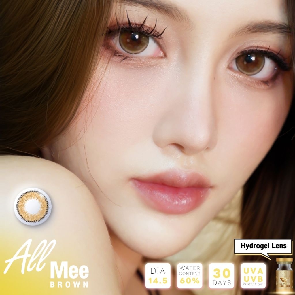 คอนแทคเลนส์ มี อย.ไทย รุ่น All mee ไฮโดรเจล Hydrogel Gray/Brown สีเทา/ตาล มีค่าสายตา (0.00)-(-10.00) รายเดือน