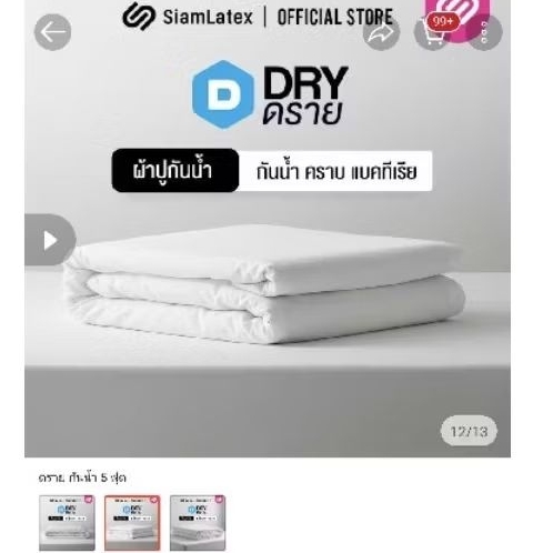 SiamLatex Dry ผ้าปูที่นอน ผ้าปูกันเปื้อน ผ้าปูกันน้ำ ขนาด 5 ฟุต