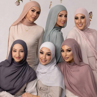 Premium Haral hijab สีพื้นพันยาว