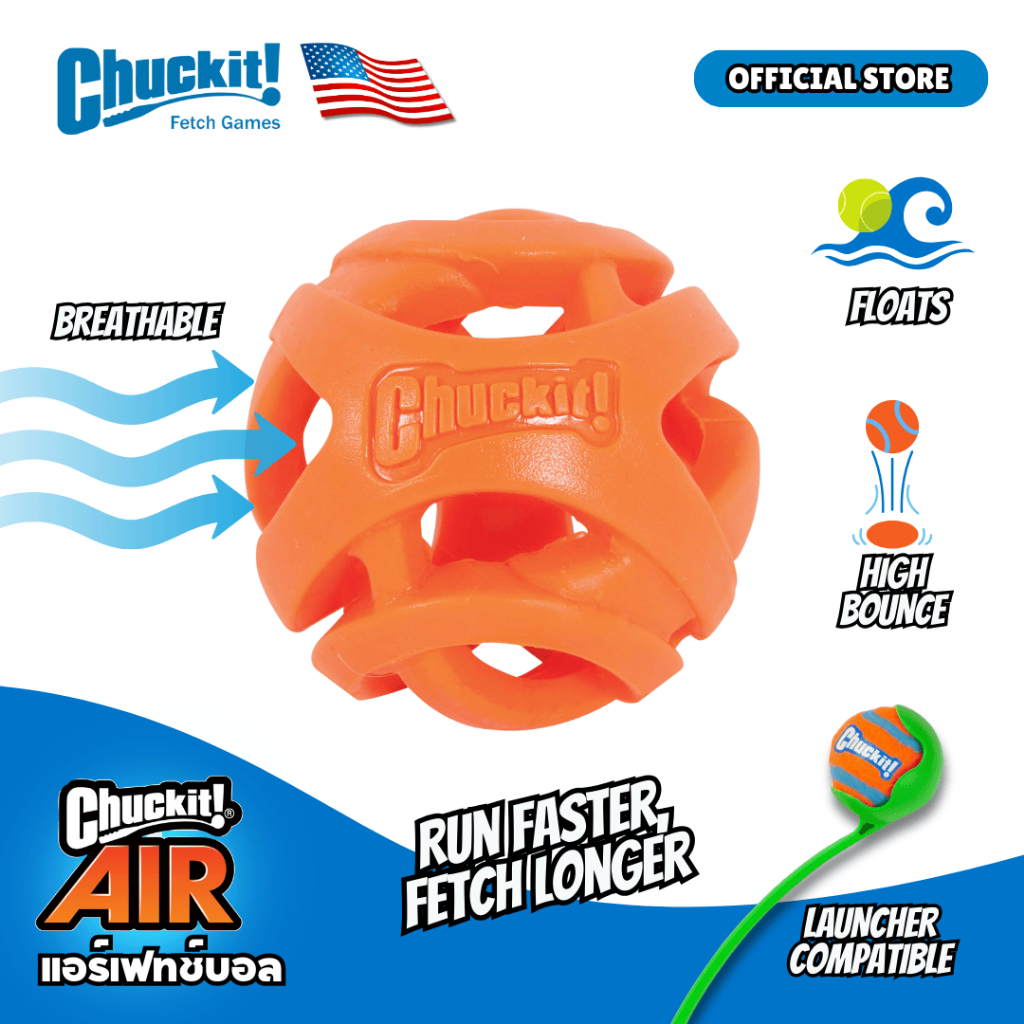 Chuckit! AIR FETCH BALL Dog Toy Easier breathing with Unique openings can be used as a treat ball
