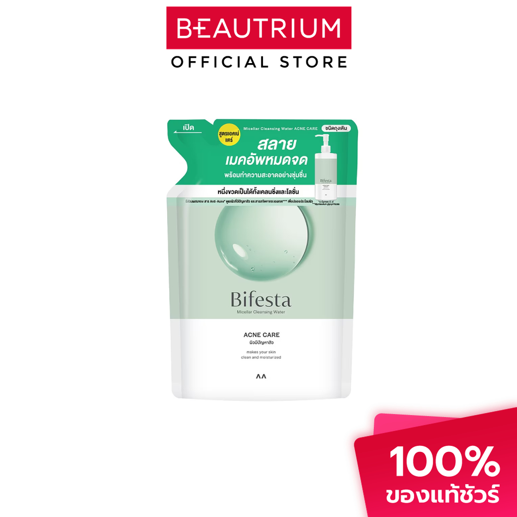 BIFESTA Micellar Cleansing Water Acne Care Refill ที่เช็ดเครื่องสำอาง 360ml