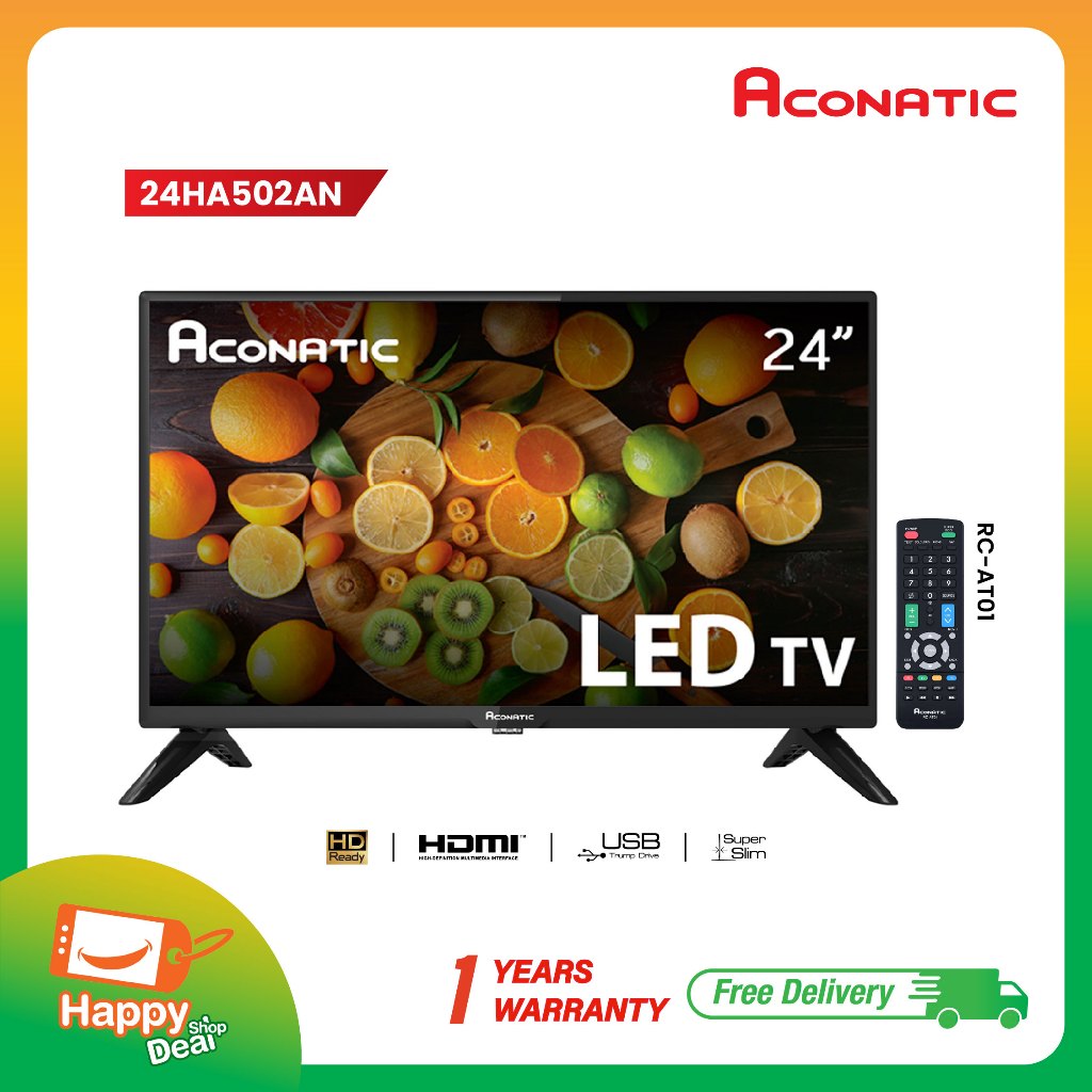 Aconatic LED TV อนาล็อคทีวี 24 นิ้ว รุ่น 24HA502AN (เป็นจอคอมพิวเตอร์ได้)รับประกันศูนย์1ปี