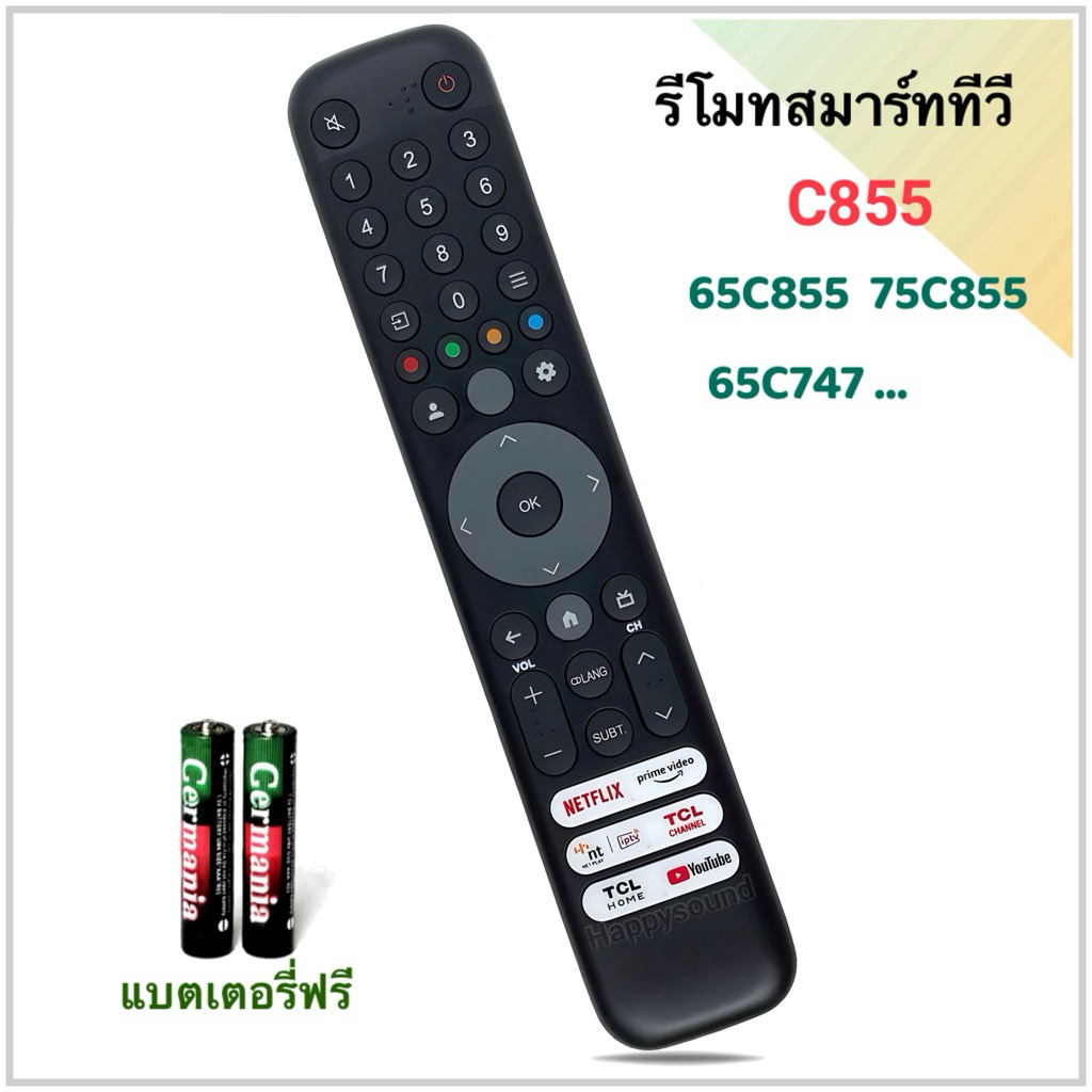 รีโมทสมาร์ททีวี Smart TV 2024 LED 4K UHD GOOGLE ยี่ห้อ TCL ทีซีแอล รหัส C855 รุ่น 65C855,65C747, V6B