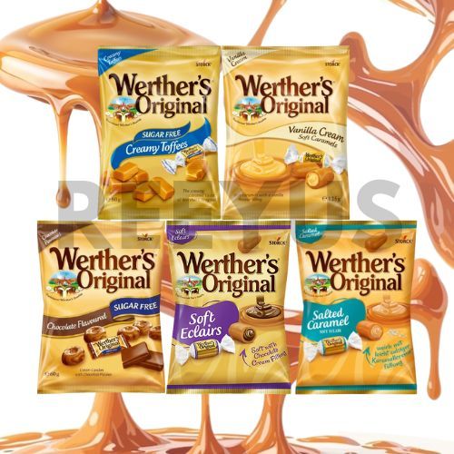 Werther's Original Caramel Candy ขนาด 60-125 กรัม  มีทั้งหมด 5 รสชาติ สินค้าจากเยอรมัน