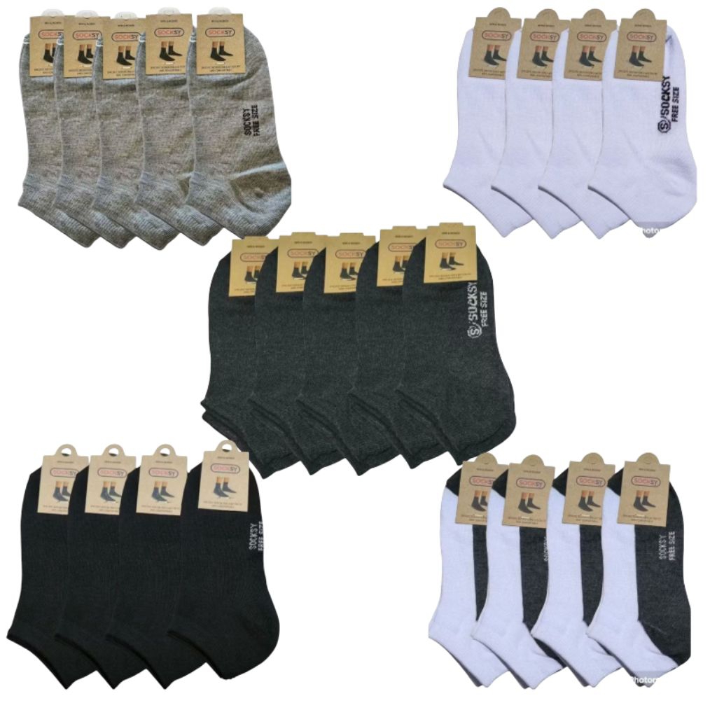 ถุงเท้าข้อสั้น socksy ขนาดฟรีไซส์ ถุงเท้าคุณภาพดี (พร้อมส่ง) แพ็ค5/10คู่