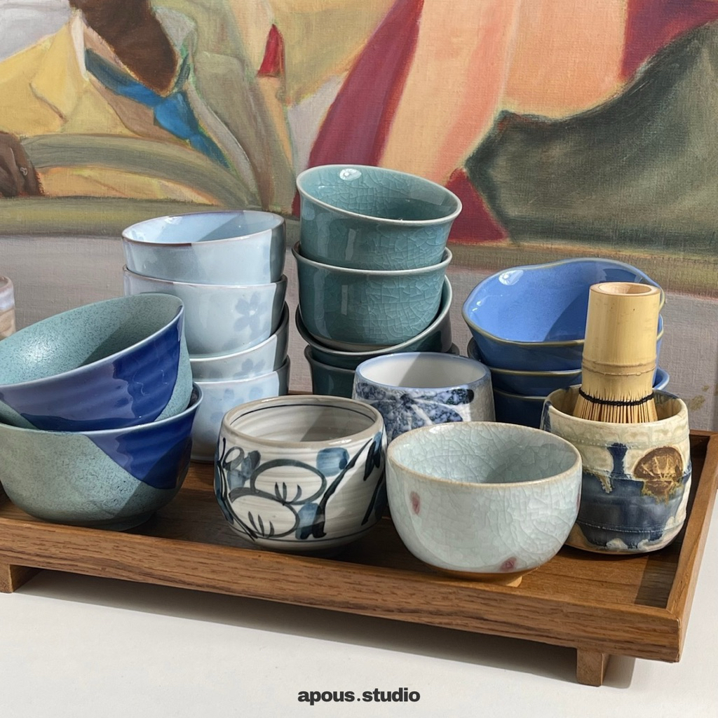 apous.studio | Tea Cup made in Japan แก้วดินเผาสีฟ้าสำหรับชาร้อน