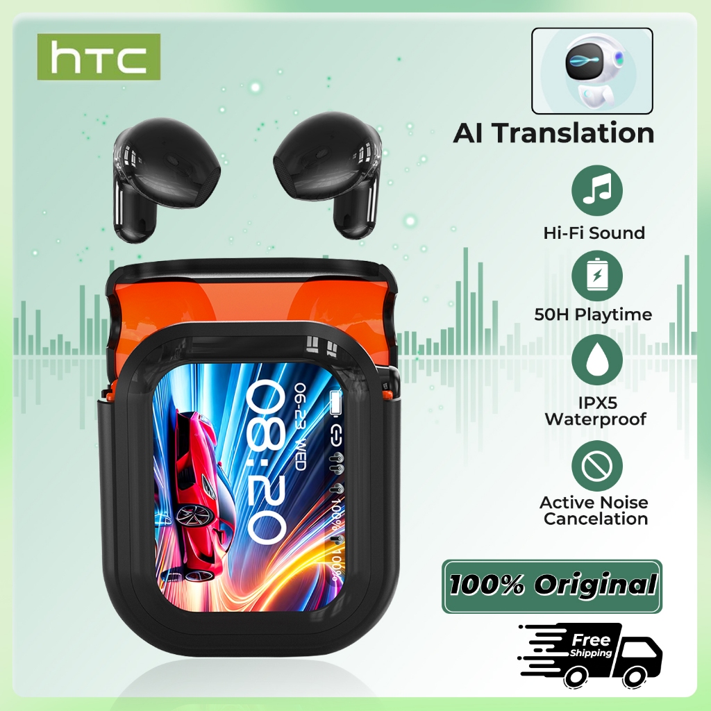 HTC NE20 การแปลภาษาด้วย AI หูฟังบลูทูธ หน้าจอสี LCD มัลติฟังก์ชัน ระบบตัดเสียงรบกวน ANC In-ear หูฟัง